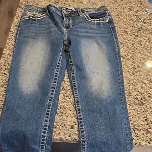 W2Vigoss Women's Distressed Blue Jean Capris